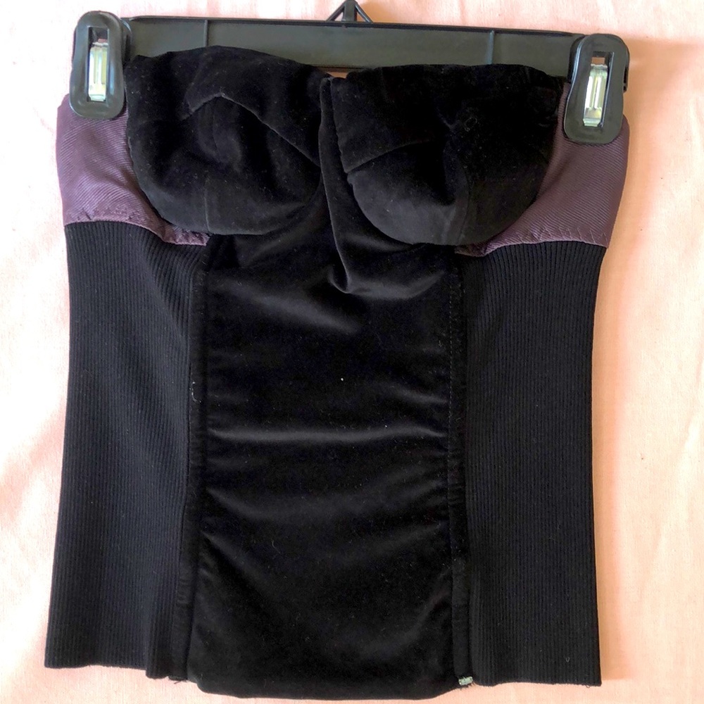 SPORTMAX Velvet Bustier Top Black /Purple - Size S